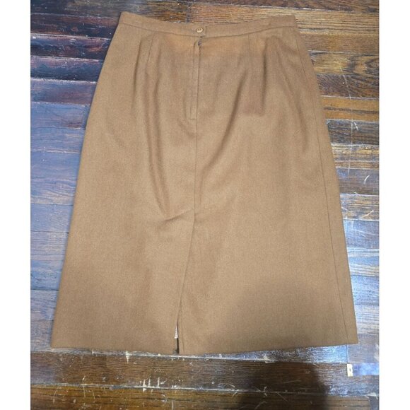 Vintage Cafe Brown Wool Midi Skirt - Picture 8 of 10